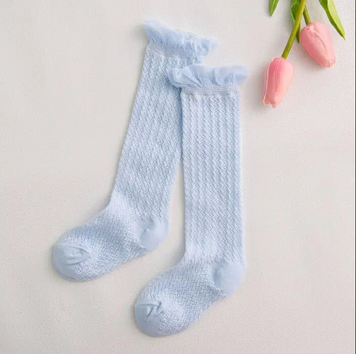Sweet Newborn Baby Girl Socks Cotton Summer Infant Baby Knee High Socks for 0-6 Years 1 Pair Mesh breathable Socks Cotton New