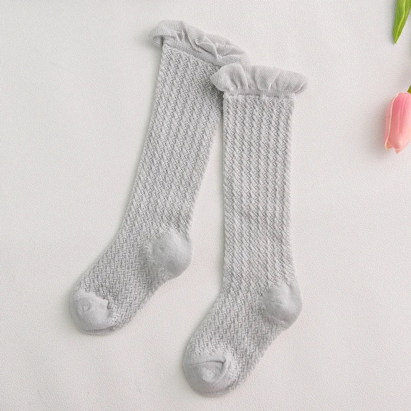 Sweet Newborn Baby Girl Socks Cotton Summer Infant Baby Knee High Socks for 0-6 Years 1 Pair Mesh breathable Socks Cotton New