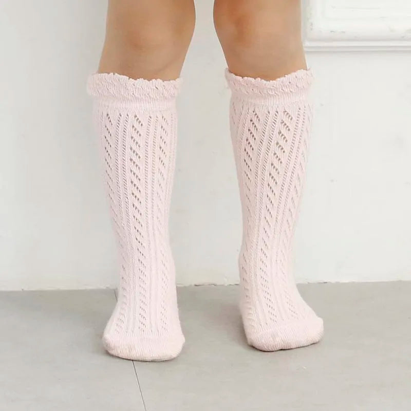 Sweet Newborn Baby Girl Socks Cotton Summer Infant Baby Knee High Socks for 0-6 Years 1 Pair Mesh breathable Socks Cotton New