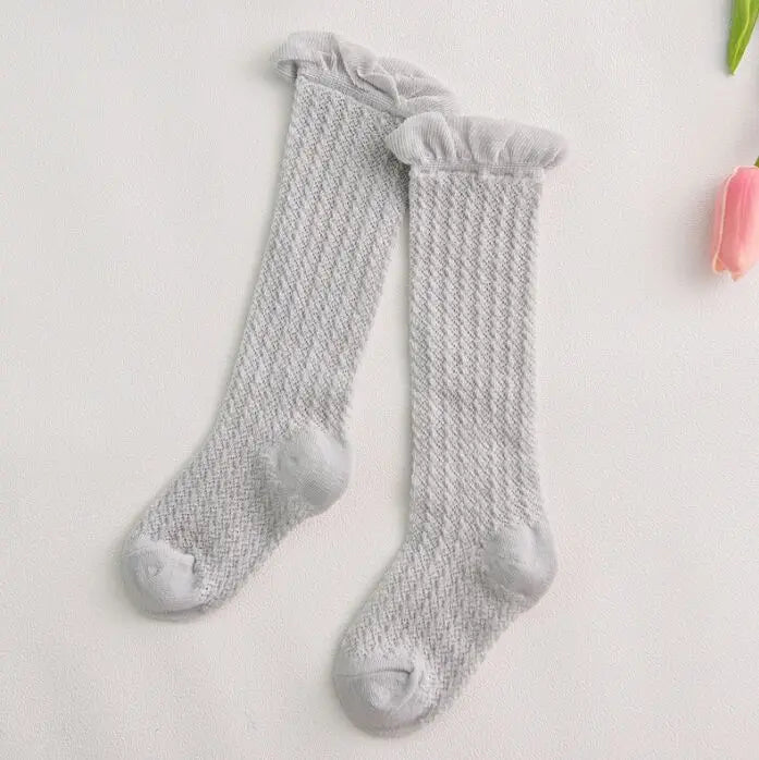 Sweet Newborn Baby Girl Socks Cotton Summer Infant Baby Knee High Socks for 0-6 Years 1 Pair Mesh breathable Socks Cotton New