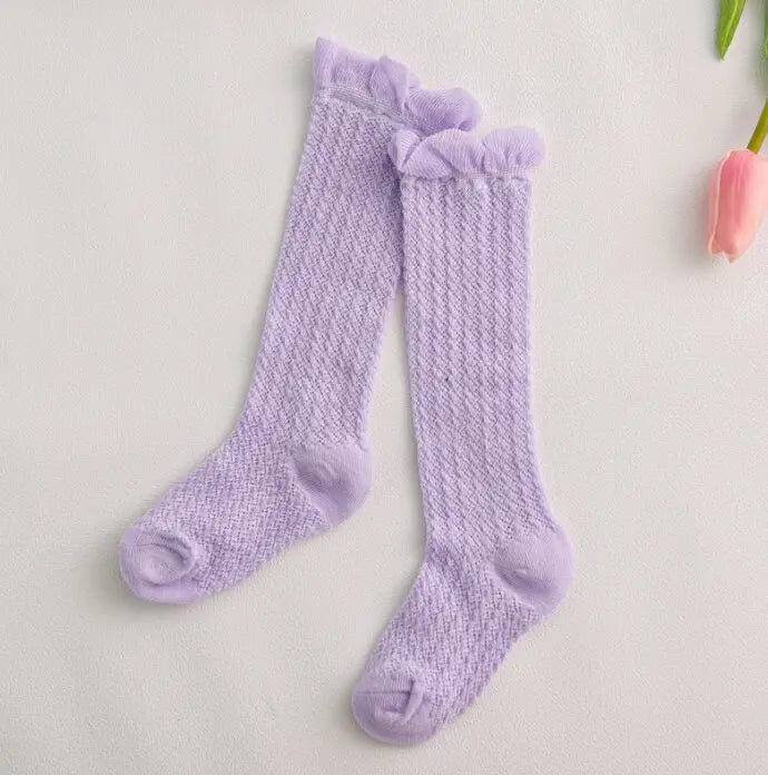 Sweet Newborn Baby Girl Socks Cotton Summer Infant Baby Knee High Socks for 0-6 Years 1 Pair Mesh breathable Socks Cotton New