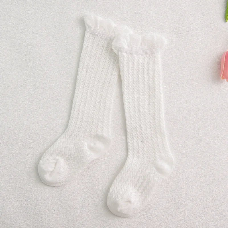 Sweet Newborn Baby Girl Socks Cotton Summer Infant Baby Knee High Socks for 0-6 Years 1 Pair Mesh breathable Socks Cotton New