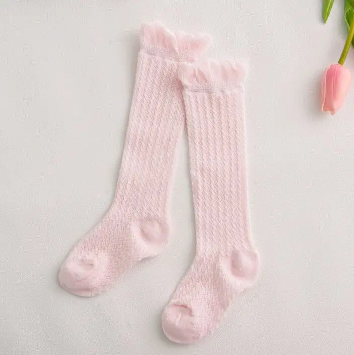 Sweet Newborn Baby Girl Socks Cotton Summer Infant Baby Knee High Socks for 0-6 Years 1 Pair Mesh breathable Socks Cotton New