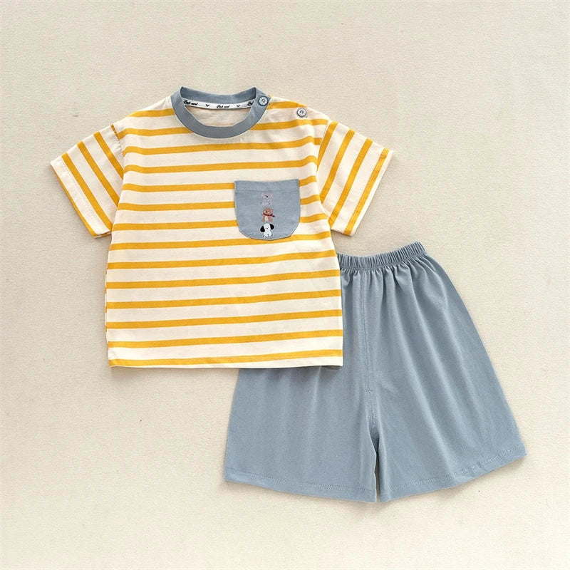 Kids Clothes Set Baby Boy/Girl T-Shirt + Shorts Summer Clothing Cotton Cartoon Casual Boys Tracksuit Children Baby Clothes Set