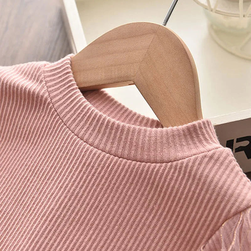 Melario New Fall Baby Girl Cute Costume Children Girls Mesh Cotton Dress Long Puff Sleeve Princess Dresses Spring Girls Dress