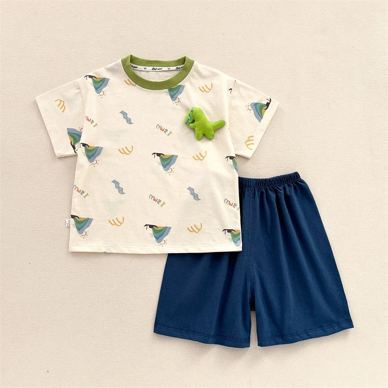 Kids Clothes Set Baby Boy/Girl T-Shirt + Shorts Summer Clothing Cotton Cartoon Casual Boys Tracksuit Children Baby Clothes Set