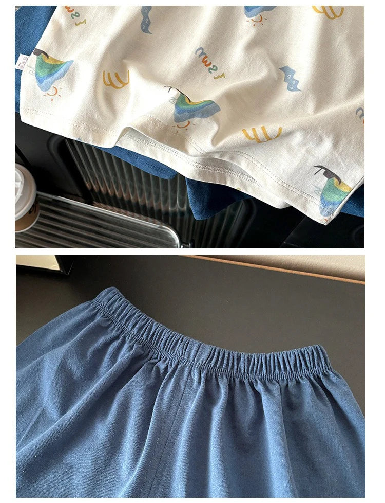 Kids Clothes Set Baby Boy/Girl T-Shirt + Shorts Summer Clothing Cotton Cartoon Casual Boys Tracksuit Children Baby Clothes Set