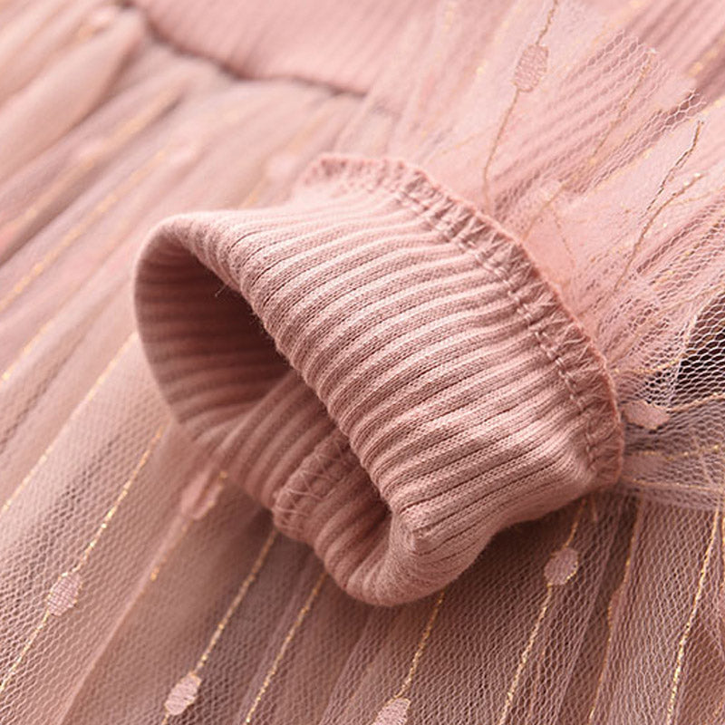 Melario New Fall Baby Girl Cute Costume Children Girls Mesh Cotton Dress Long Puff Sleeve Princess Dresses Spring Girls Dress